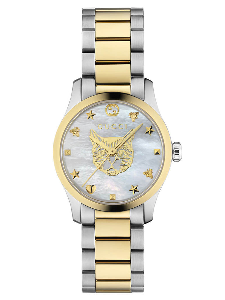 Gucci G Timeless Quartz Mother of Pearl Dial Two Tone Steel Strap Watch For Women - YA1265012 Buy Now By Gucci