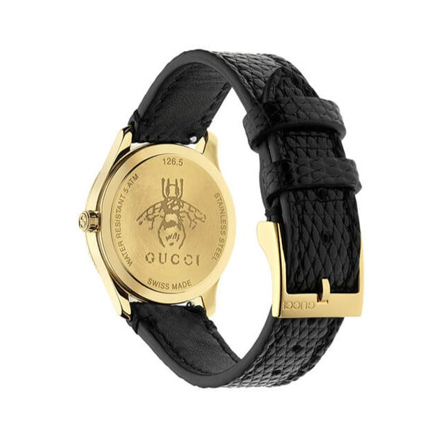 Gucci G Timeless Quartz Blue Dial Black Leather Strap Watch For Men - YA1265018 Buy Now By Gucci