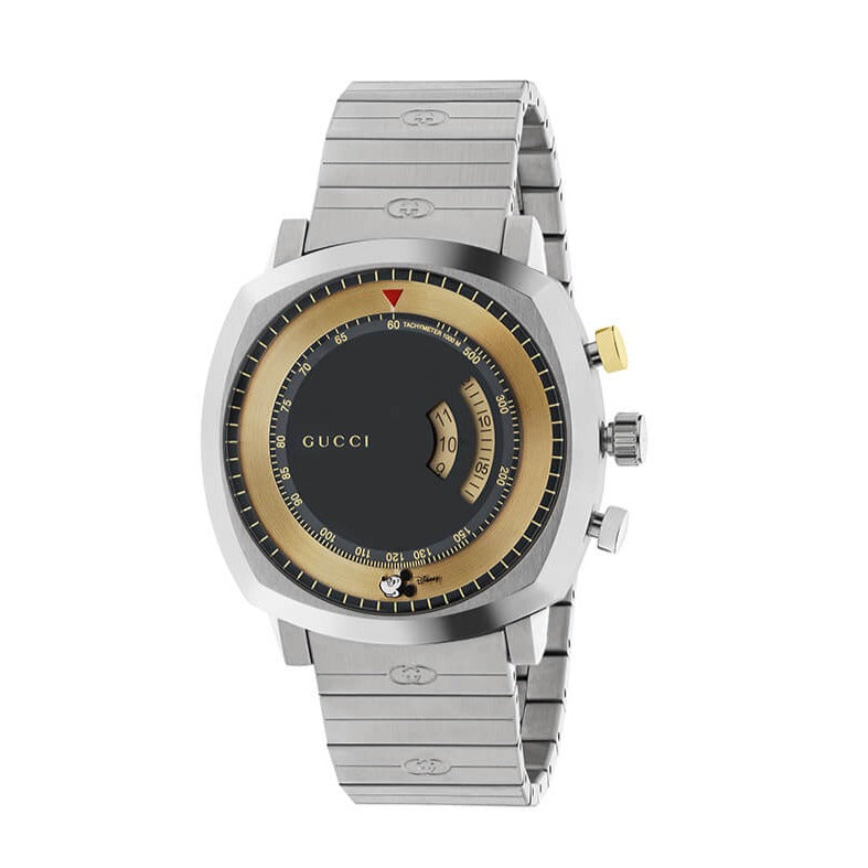 Gucci Grip Chronograph Disney Black Dial Silver Steel Strap Watch For Men - YA157307 Buy Now By Gucci