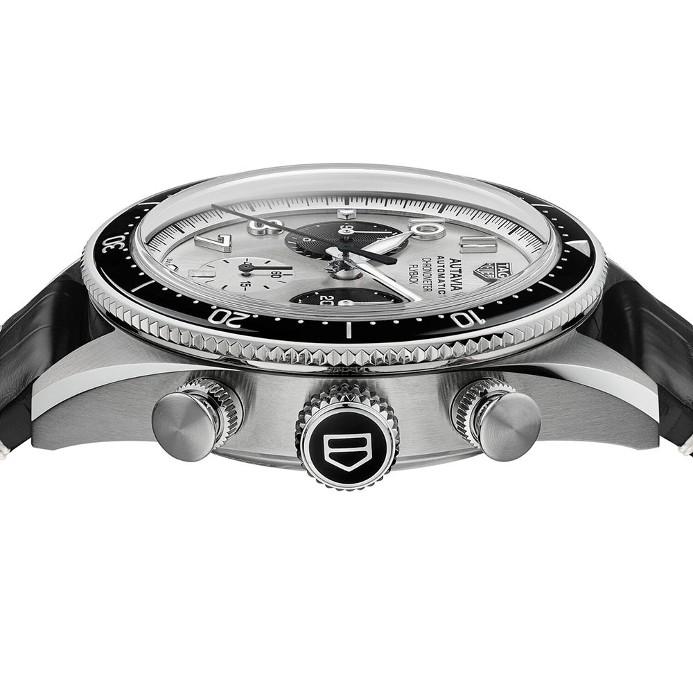 Tag Heuer Autavia Chronometer Flyback Chronograph Silver Dial Black Leather Strap Watch for Men - CBE511B.FC8279 Buy Now By Tag Heuer
