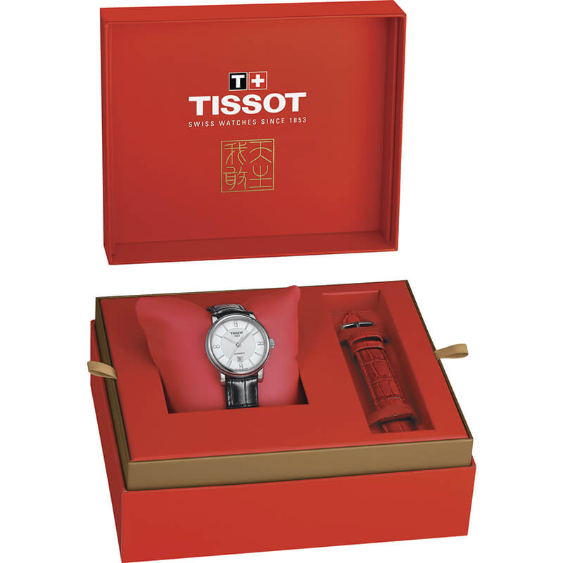 Tissot Carson Premium Lady Born to Be Brace Special Edition Silver Dial Black Leather Strap Watch for Women - T122.207.16.036.00 Buy Now By Tissot