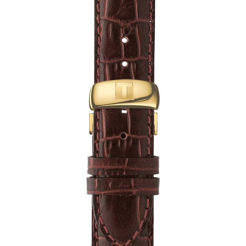 Tissot T Classic Le Locle Automatic Gold Dial Maroon Leather Strap Watch For Men - T41.5.413.73 Buy Now By Tissot