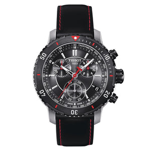 Tissot T Sport PRS 200 Chronograph Grey Dial Black Leather Strap Watch For Men - T067.417.26.051.00 Buy Now By Tissot