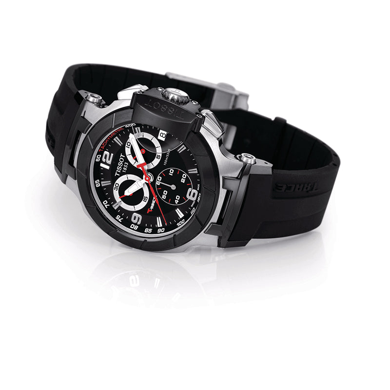 Tissot T Race Chronograph Black Dial Black Rubber Strap Watch for Men - T048.417.27.057.00 Buy Now By Tissot