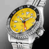 Seiko 5 Sport SKX GMT US Special Creation Automatic Yellow Dial Silver Steel Strap Watch for Men - SSK017K1 Buy Now By Seiko