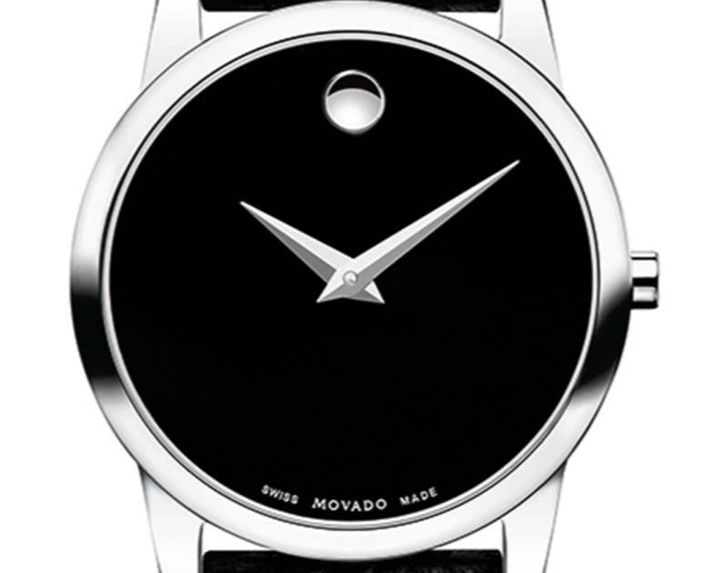 Movado Museum Classic Black Dial Black Leather Strap Watch For Women - 0607015 Buy Now By Movado