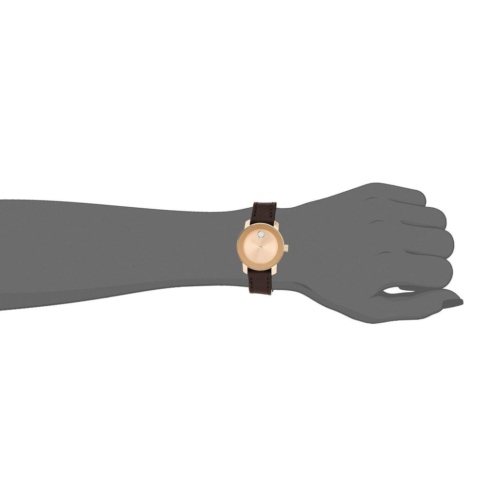 Movado Bold Rose Gold Dial Brown Leather Strap Watch For Women - 3600438 Buy Now By Movado
