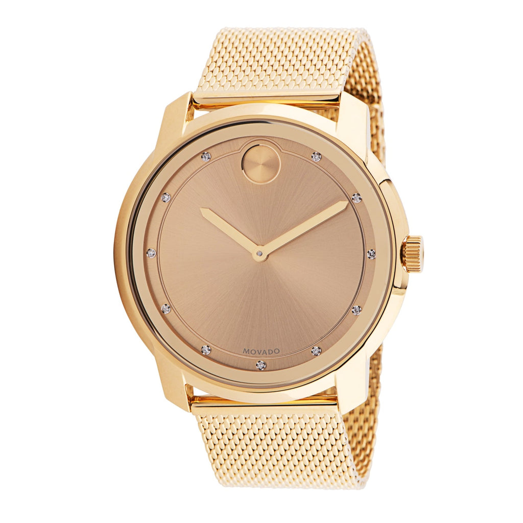 Movado Bold Diamonds Gold Dial Gold Mesh Bracelet Watch For Men - 3600460 Buy Now By Movado