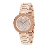 Movado Bold Crystal Pave Rose Gold Dial Rose Gold Steel Strap Watch For Women - 3600493 Buy Now By Movado