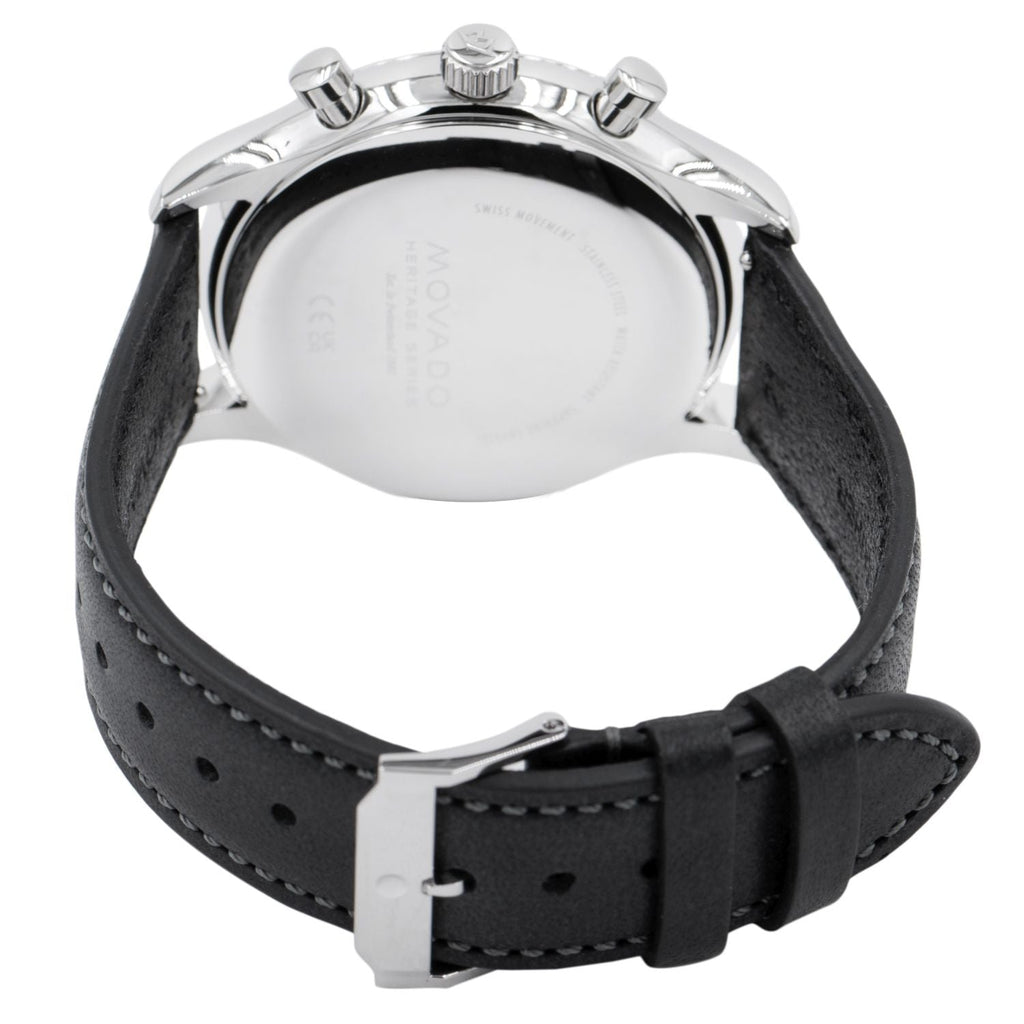 Movado Heritage Chronograph Black Dial Black Leather Strap Watch for Men - 3650005 Buy Now By Movado