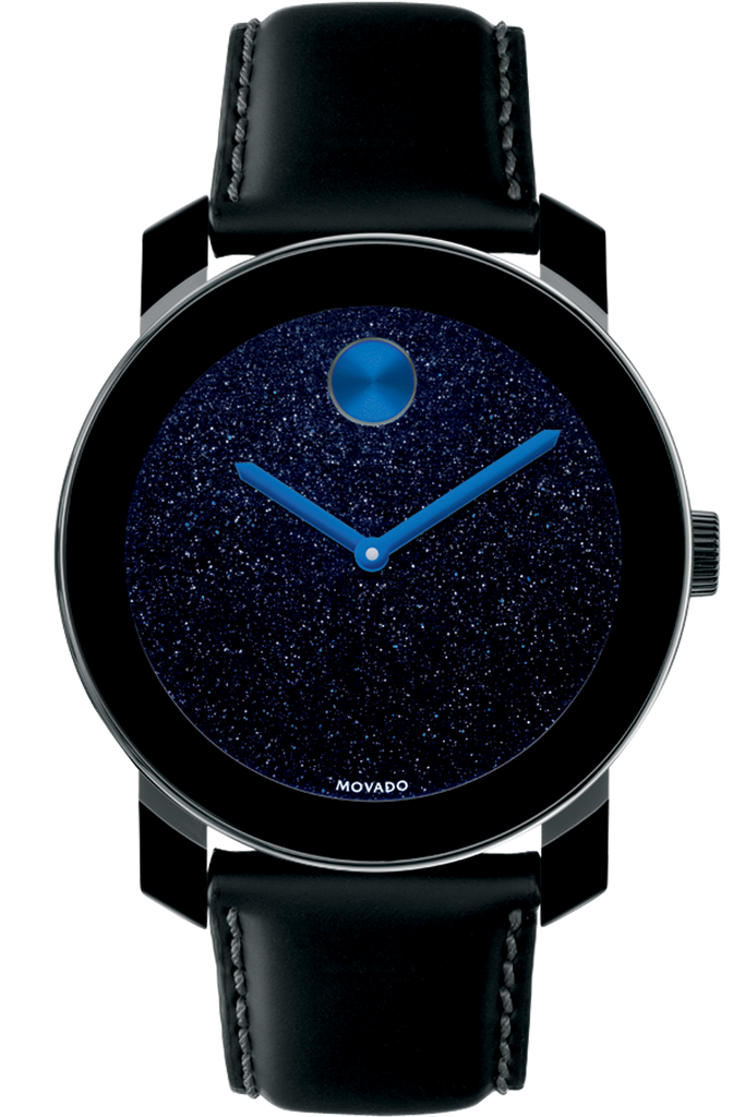 Movado Bold Metallic Blue Dial Black Leather Strap Watch for Men - 3600137 Buy Now By Movado