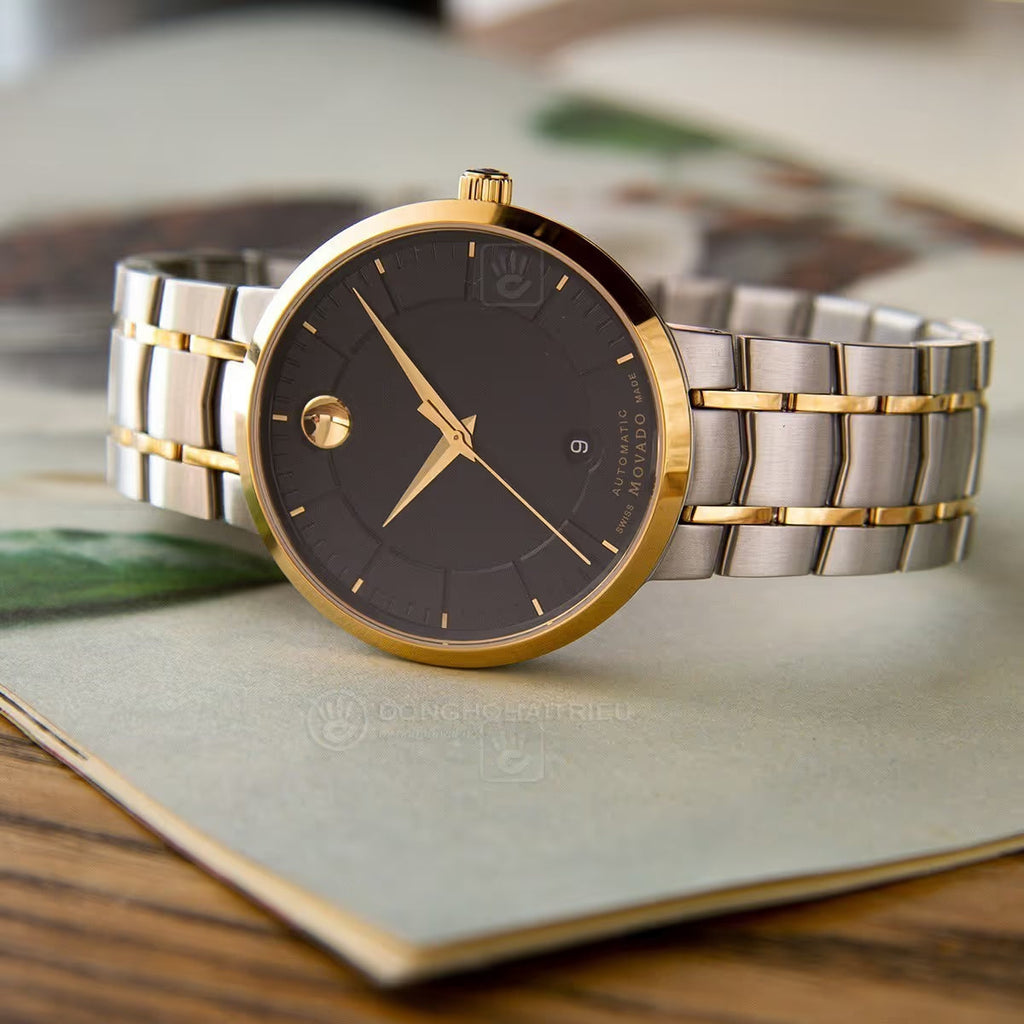 Movado 1881 Automatic Black Dial Two Tone Steel Strap Watch For Men - 0606916 Buy Now By Movado