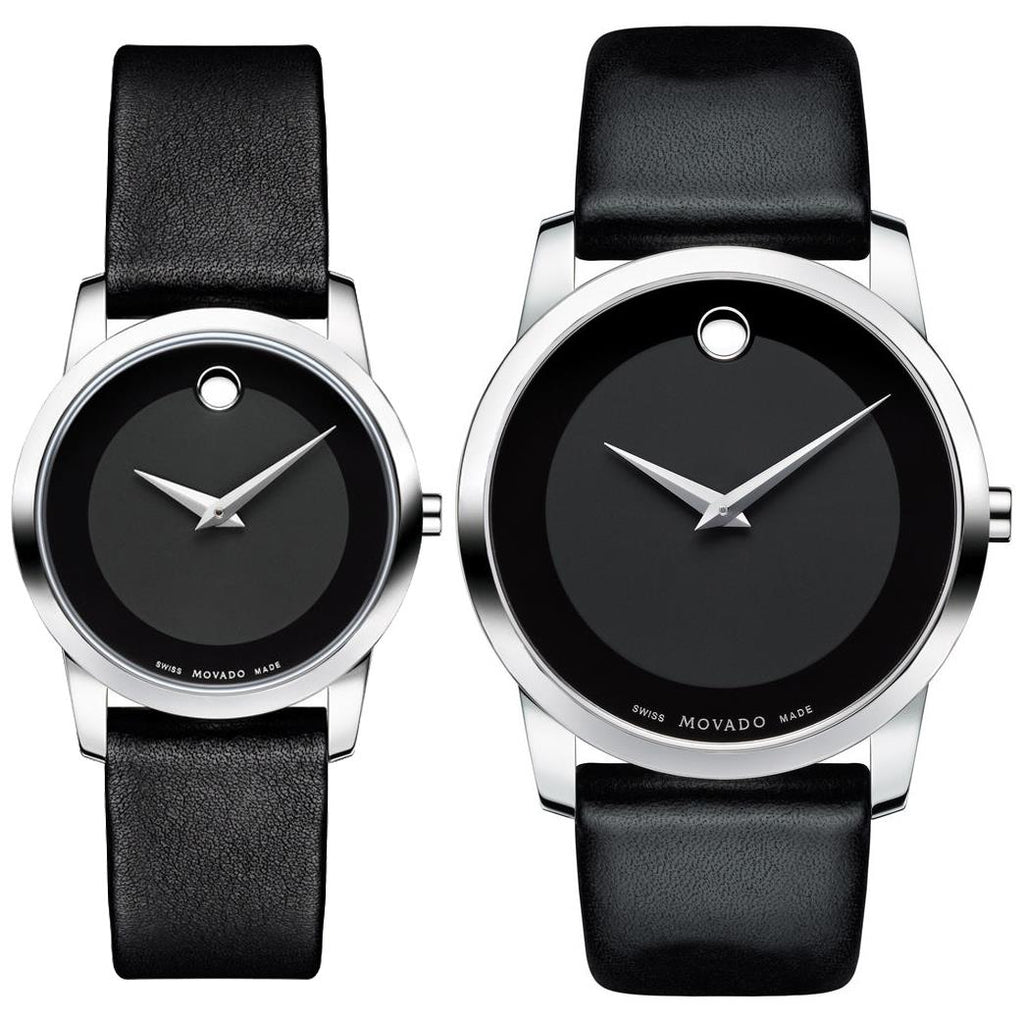 Movado Museum Classic Black Dial Black Leather Strap Watch For Women - 0606503 Buy Now By Movado