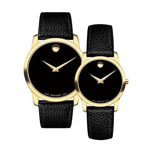 Movado Museum Black Dial Black Leather Strap Watch For Men - 0607014 Buy Now By Movado
