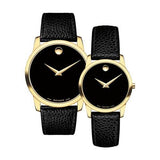 Movado Museum Black Dial Black Leather Strap Watch For Men - 0607014 Buy Now By Movado