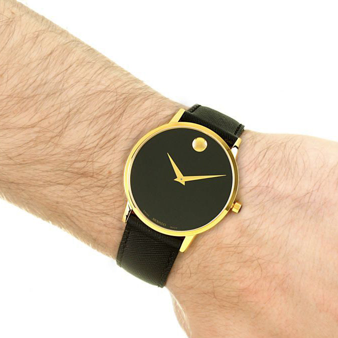 Movado Museum Classic Quartz Black Dial Black Leather Strap Watch for Men - 0607195 Buy Now By Movado