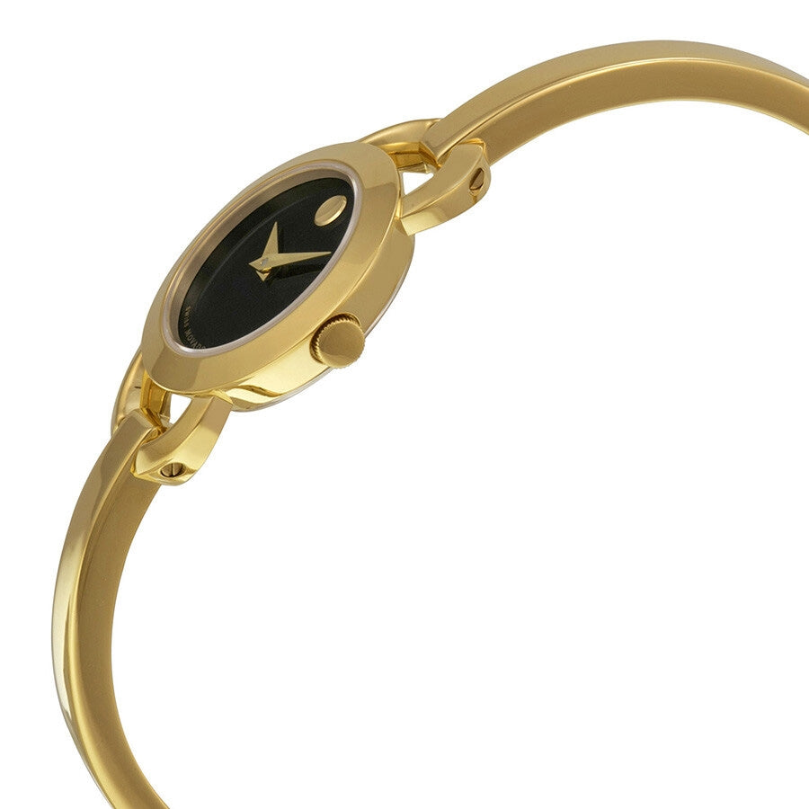 Movado Rondiro 22mm Black Dial Yellow Gold Steel Strap Watch For Women - 0606888 Buy Now By Movado