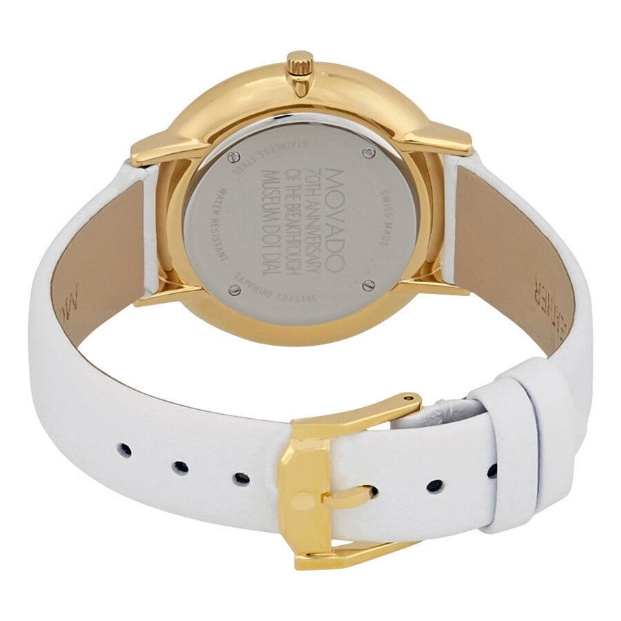 Movado 70th Anniversary Limited Edition White Dial White Leather Strap Watch For Women - 0607138 Buy Now By Movado