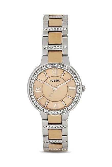 Fossil Virginia Rose Gold Dial Two Tone Steel Strap Watch for Women - ES3405 Buy Now By Fossil