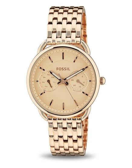 Fossil Tailor Rose Gold Dial Rose Gold Stainless Steel Strap Watch for Women - ES3713 Buy Now By Fossil