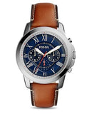 Fossil Grant Chronograph Blue Dial Brown Leather Strap Watch for Men - FS5210 Buy Now By Fossil