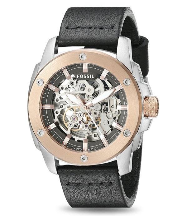 Fossil Modern Machine Automatic Skeleton Dial Black Leather Strap Watch for Men - ME3082 Buy Now By Fossil