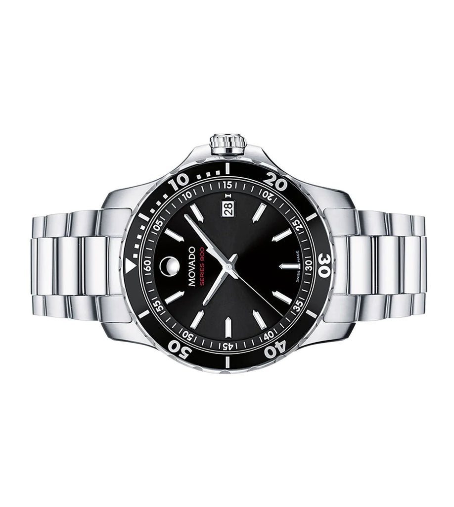 Movado Series 800 Black Dial Silver Steel Strap Watch For Men - 2600135 Buy Now By Movado
