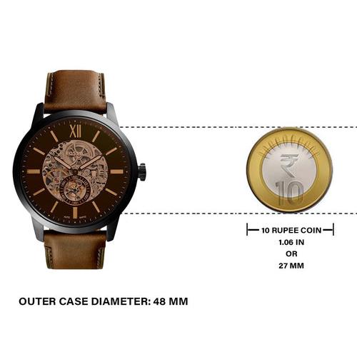 Fossil Townsman Automatic Black Dial Brown Leather Strap Watch for Men - ME3155 Buy Now By Fossil