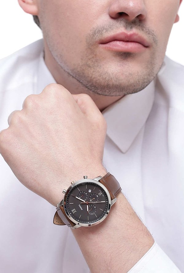 Fossil Neutra Chronograph Black Dial Brown Leather Strap Watch for Men - FS5408 Buy Now By Fossil