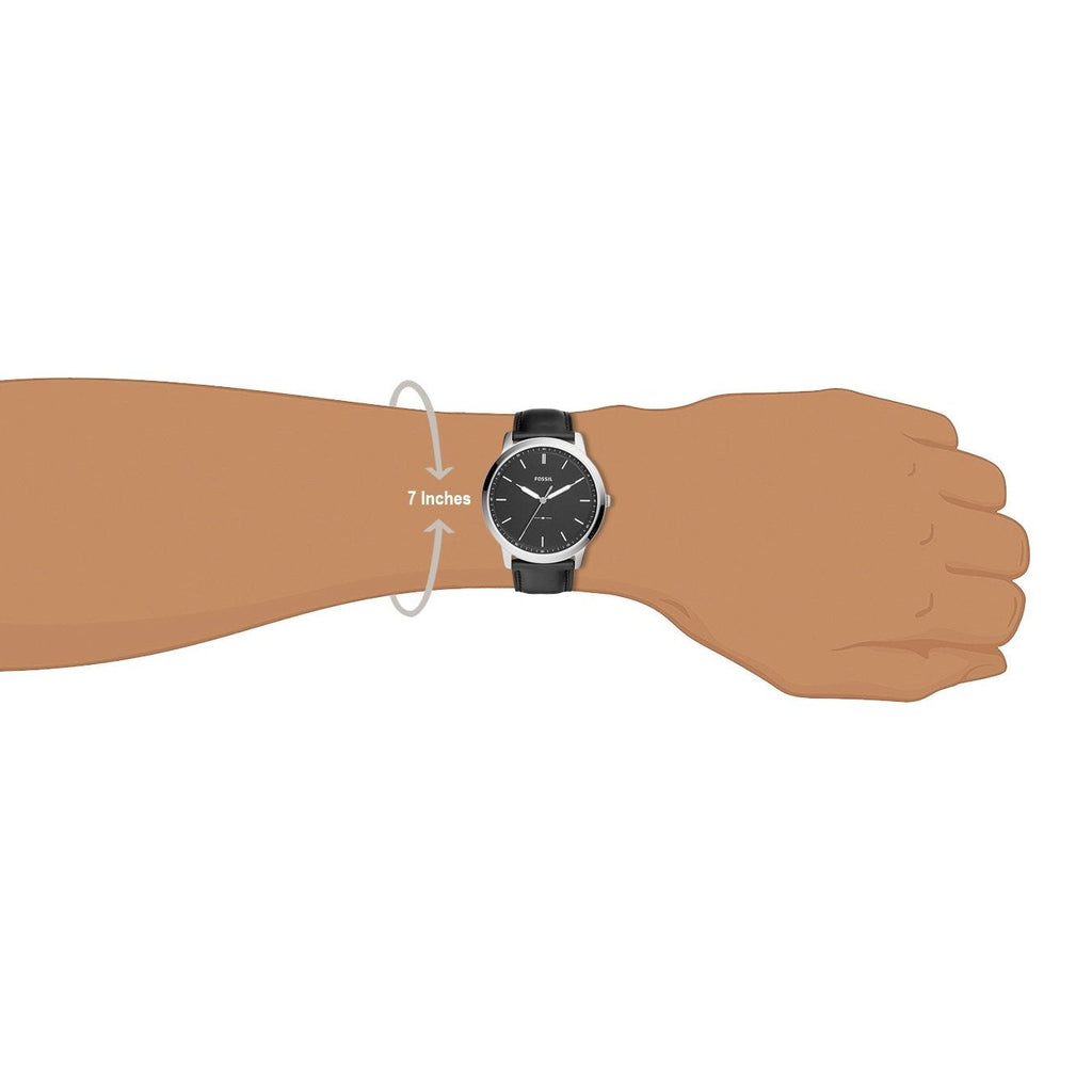 Fossil The Minimalist Three Hand Black Dial Black Leather Strap Watch for Men - FS5398
