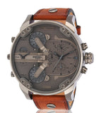 Diesel Mr Daddy Chronograph Grey Dial Brown Leather Strap Watch For Men - DZ7413 Buy Now By Diesel