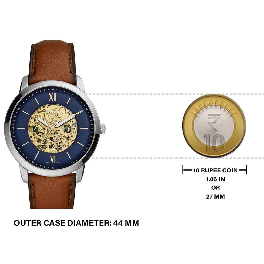 Fossil Neutra Automatic Luggage Skeleton Blue Dial Brown Leather Strap Watch for Men - ME3160 Buy Now By Fossil