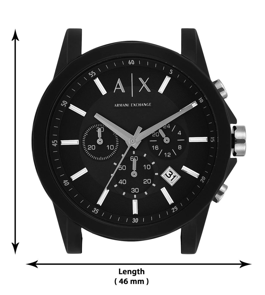Armani Exchange Outerbanks Chronograph Black Dial Black Silicone Strap Watch For Men - AX1326 Buy Now By Armani Exchange