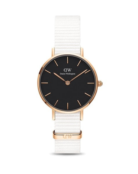Daniel Wellington Classic Petite Dover Black Dial White NATO Strap Watch For Women - DW001000314 Buy Now By Daniel Wellington