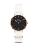 Daniel Wellington Classic Petite Dover Black Dial White NATO Strap Watch For Women - DW001000314 Buy Now By Daniel Wellington