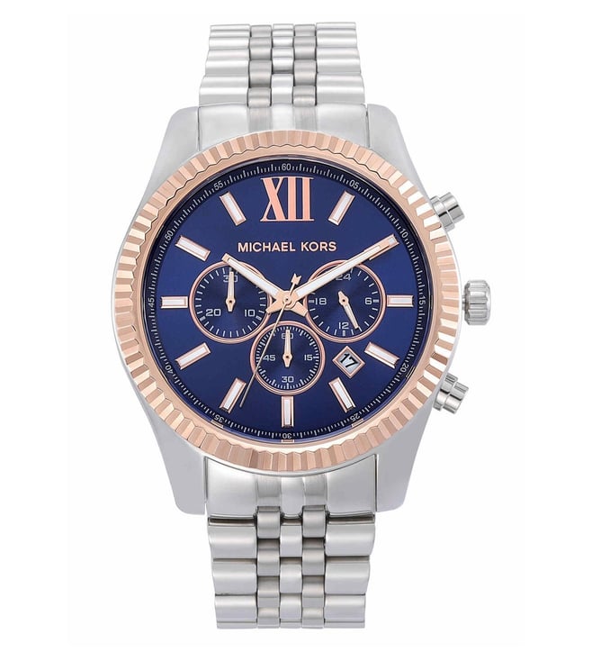 Michael Kors Lexington Chronograph Blue Dial Silver Steel Strap Watch For Men - MK8689 Buy Now By Michael Kors