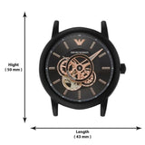 Emporio Armani Luigi Automatic Skeleton Black Dial Black Leather Strap Watch For Men - AR60012 Buy Now By Emporio Armani