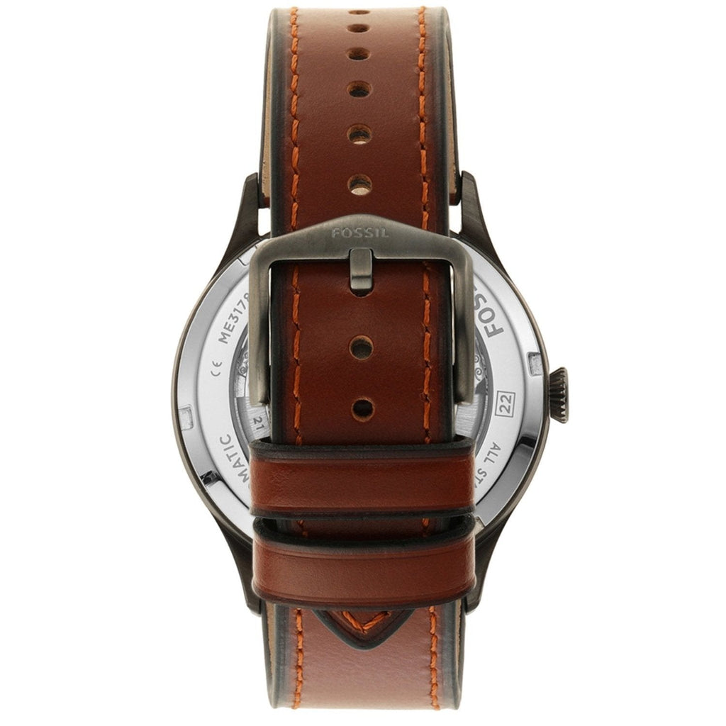 Fossil Forrester Automatic Skeleton Grey Dial Brown Leather Strap Watch for Men - ME3178 Buy Now By Fossil