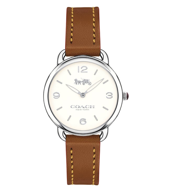 Coach Delancey Slim Cream Dial Brown Leather Strap Watch For Women - 14502789 Buy Now By Coach