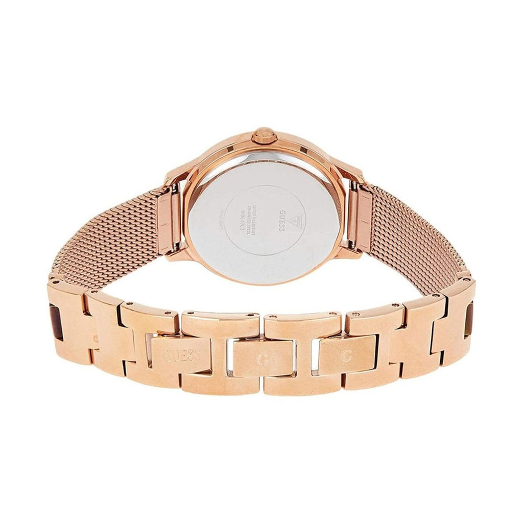 Guess Chelsea Mother of Pearl White Dial Rose Gold Mesh Strap Watch For Women - W0647L2 Buy Now By Guess