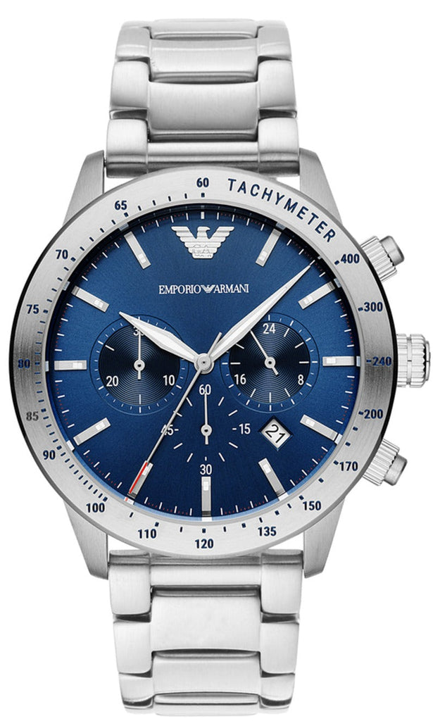 Emporio Armani Mario Chronograph Blue Dial Silver Steel Strap Watch For Men - AR11306 Buy Now By Emporio Armani