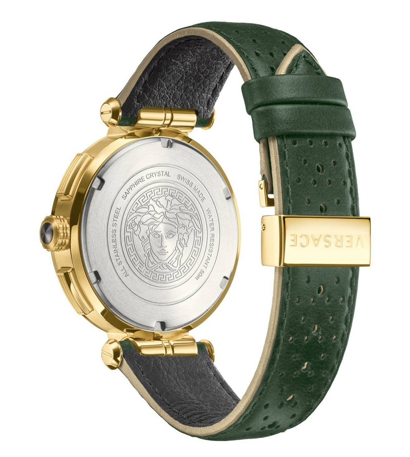 Versace Aion Chronograph White Dial Green Leather Strap Watch for Men - VBR020017 Buy Now By Versace
