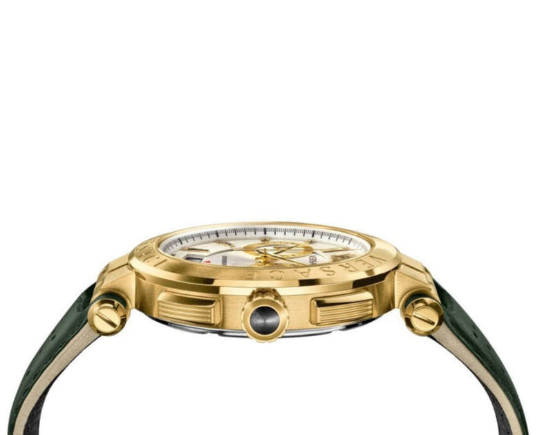 Versace Aion Chronograph White Dial Green Leather Strap Watch for Men - VBR020017 Buy Now By Versace