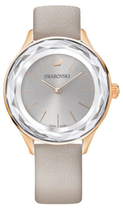 Swarovski Octea Nova Grey Dial Grey Leather Strap Watch for Women - 5295326 Buy Now By Swarovski