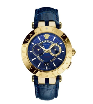 Versace V-Race Multifunction Quartz Blue Dial Blue Leather Strap Watch For Men - VEBV00219 Buy Now By Versace