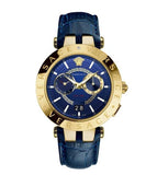 Versace V-Race Multifunction Quartz Blue Dial Blue Leather Strap Watch For Men - VEBV00219 Buy Now By Versace