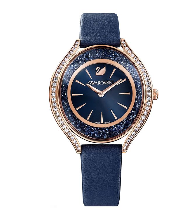 Swarovski Crystalline Aura Blue Dial Blue Leather Strap Watch for Women - 5519447 Buy Now By Swarovski