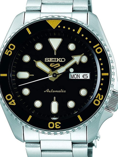 Seiko 5 Sports Automatic Black Dial Silver Steel Strap Watch For Men - SRPD57K1 Buy Now By Seiko