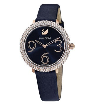 Swarovski Crystal Frost Blue Dial Blue Leather Strap Watch for Women - 5484061 Buy Now By Swarovski