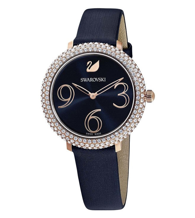 Swarovski Crystal Frost Blue Dial Blue Leather Strap Watch for Women - 5484061 Buy Now By Swarovski